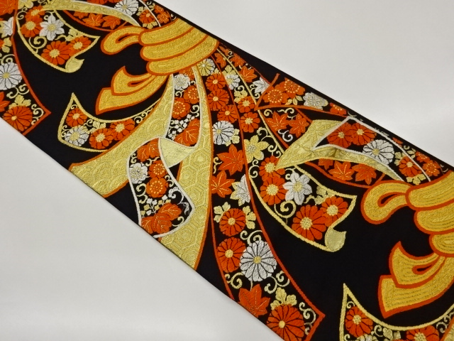 JAPANESE FUKURO OBI / WOVEN FLOWER ARABESQUE